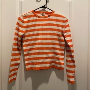 J. Crew Longsleeve Orange and White Striped Shirt
